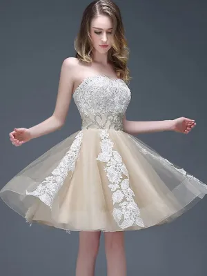 2022 Homecoming Dress Cute Sweetheart Champagne Dress Short Prom Dress Party Dress JK255