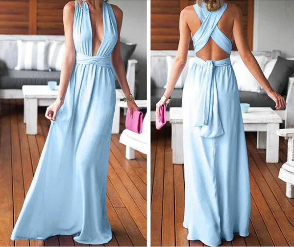 A Line Blue Prom Dresses,Party Dresses,V Neck Prom Dress,Chiffon Prom Dresses, M13