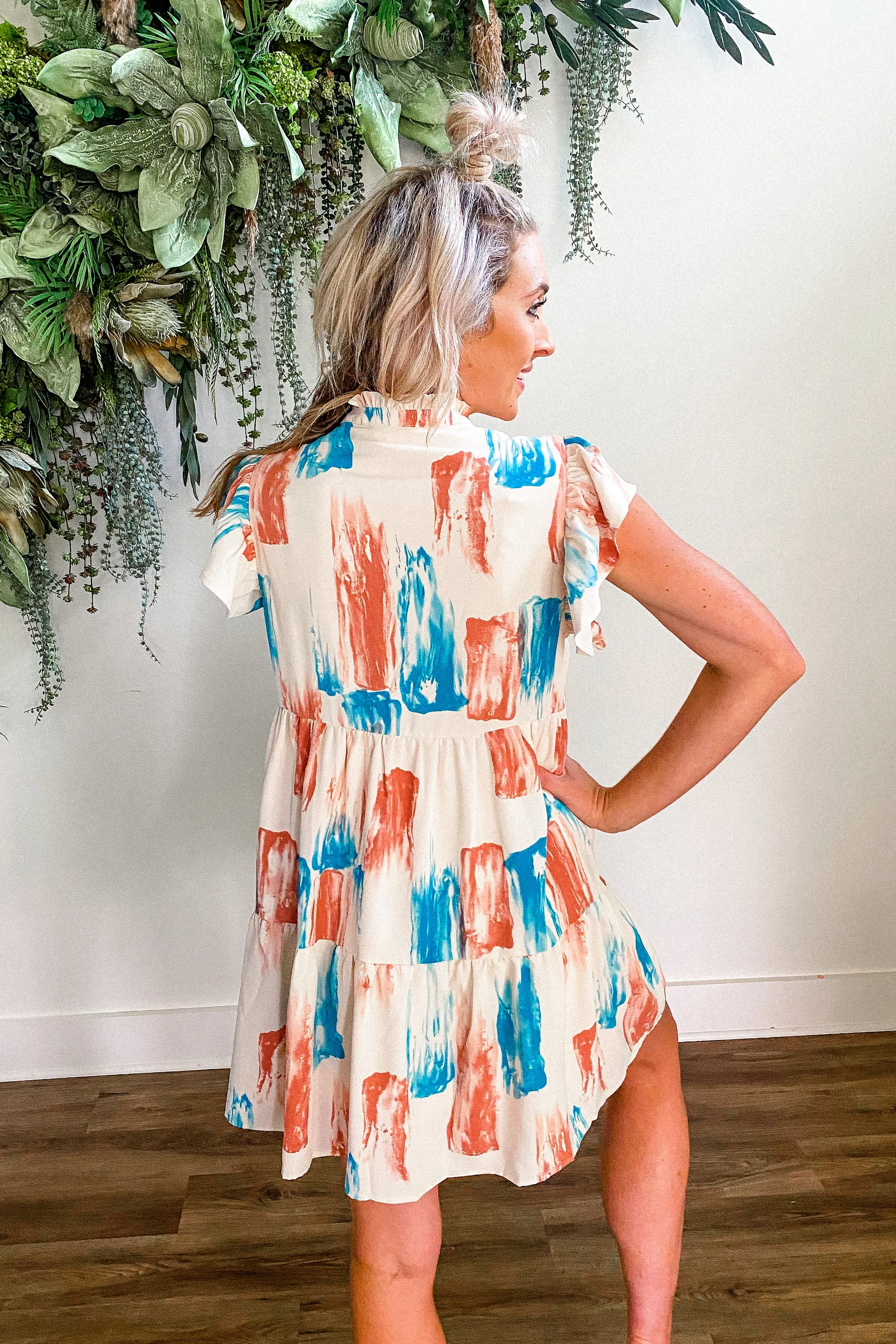 Addie Cream Watercolor Dress