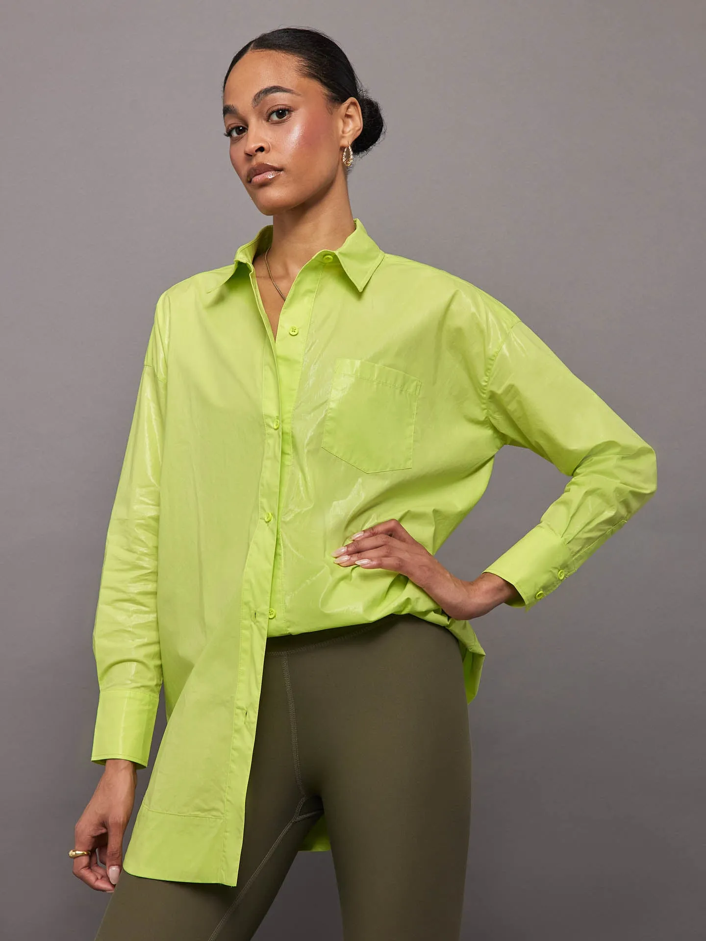 Addy Shirt Dress - LIME