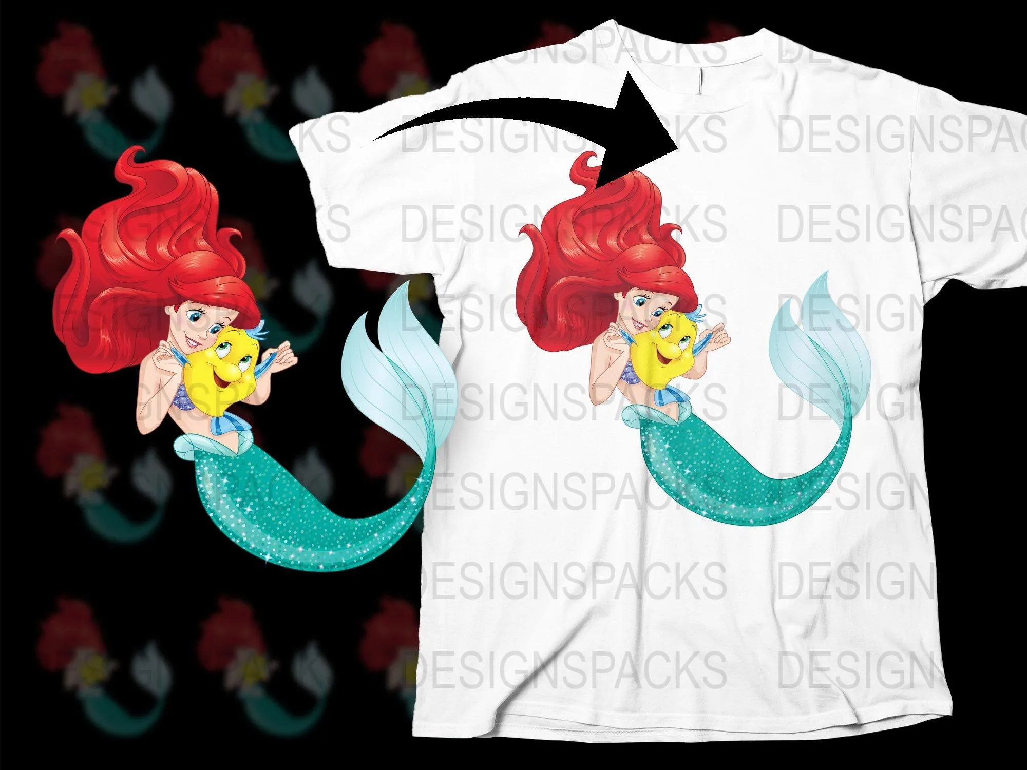 Ariel Underwater Adventure Graphic Png Digital Download