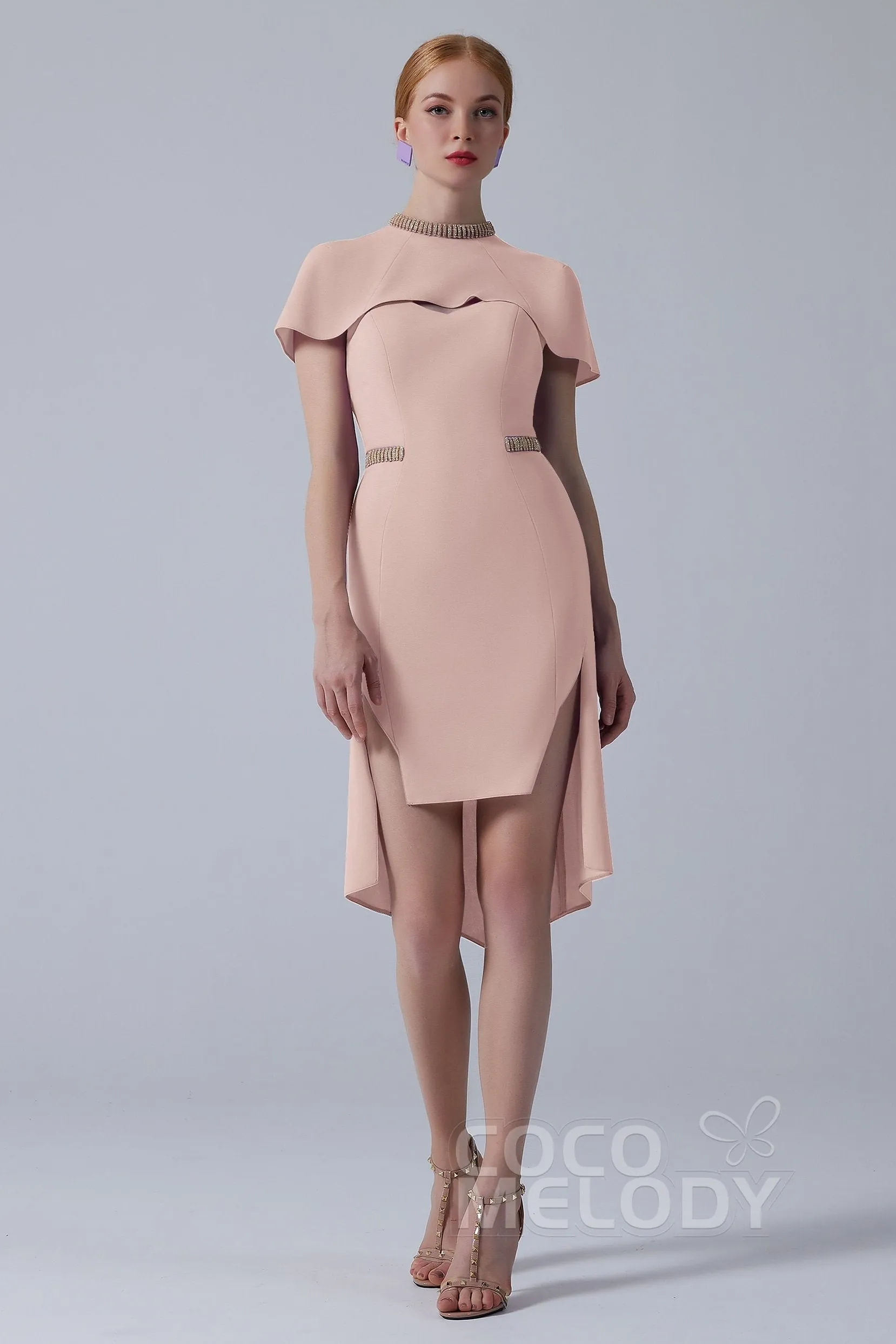 Asymmetrical High-Low Twisted Silk Fabric Dress CS0217