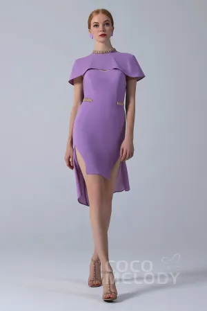 Asymmetrical High-Low Twisted Silk Fabric Dress CS0217