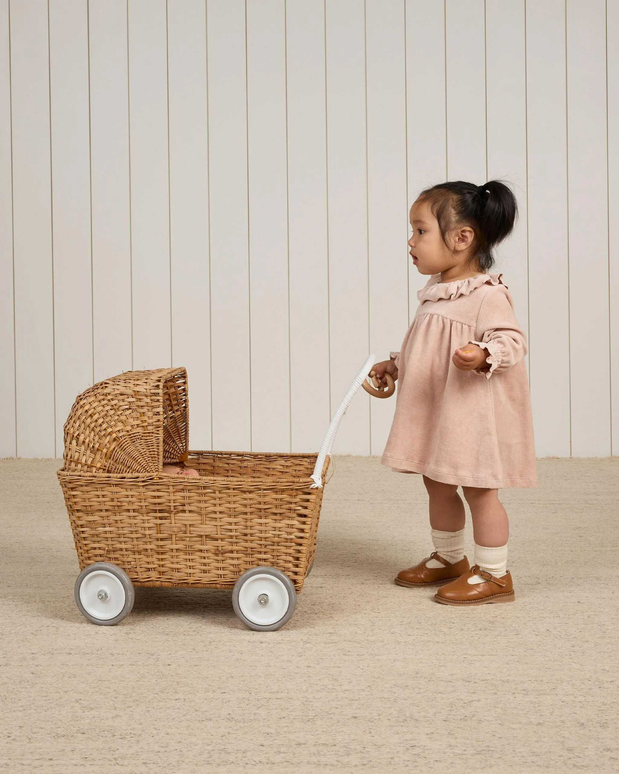 Baby Girls Dresses | Velour Dress in Blush | Quincy Mae