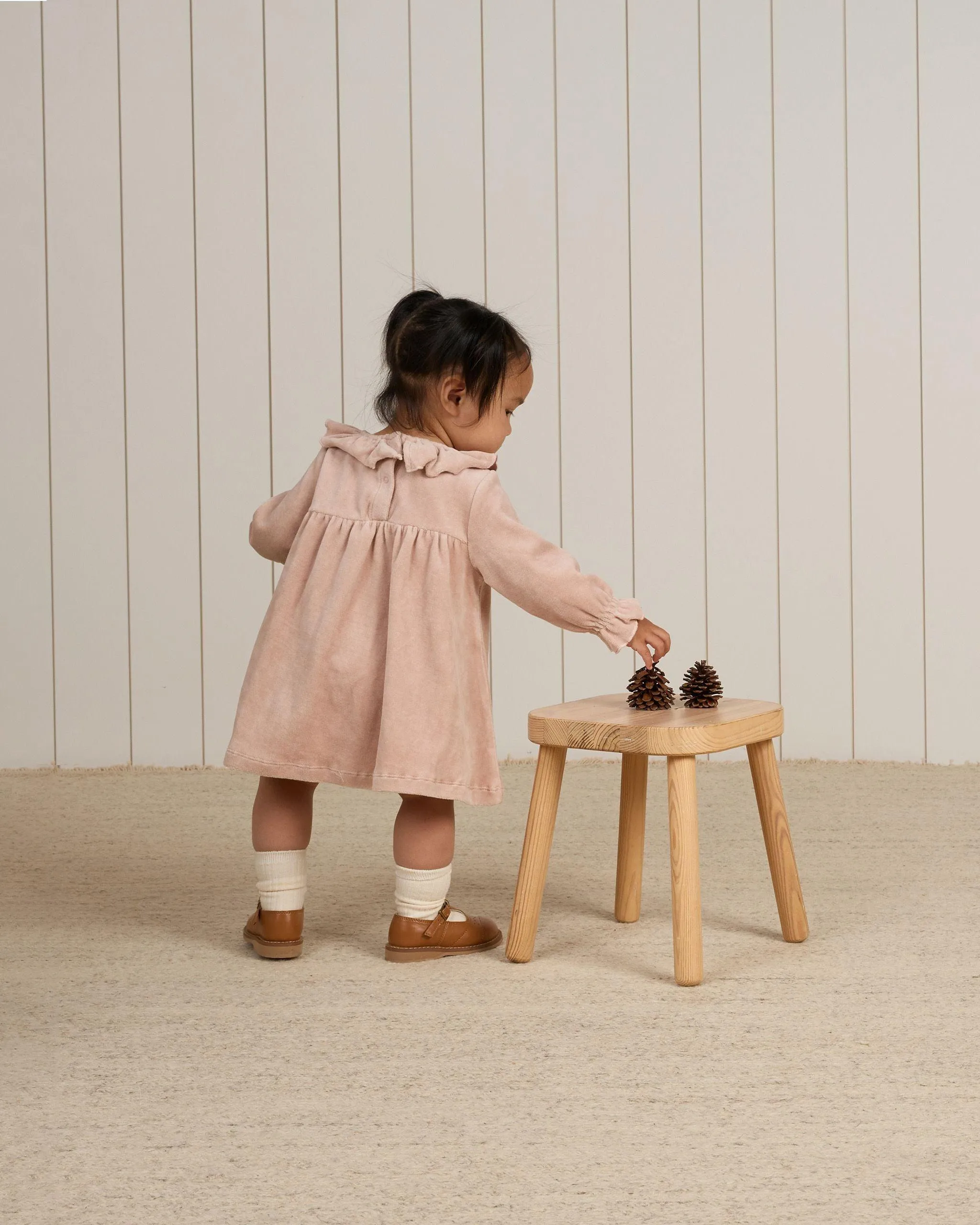 Baby Girls Dresses | Velour Dress in Blush | Quincy Mae