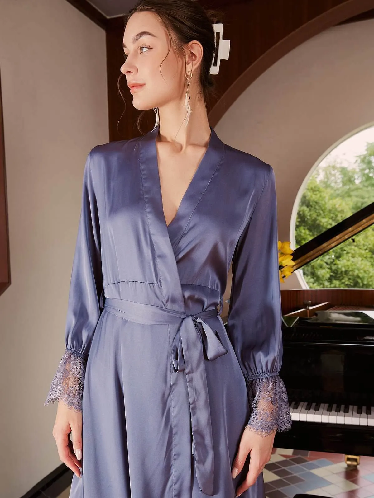 Backless Wrap Dress Robe