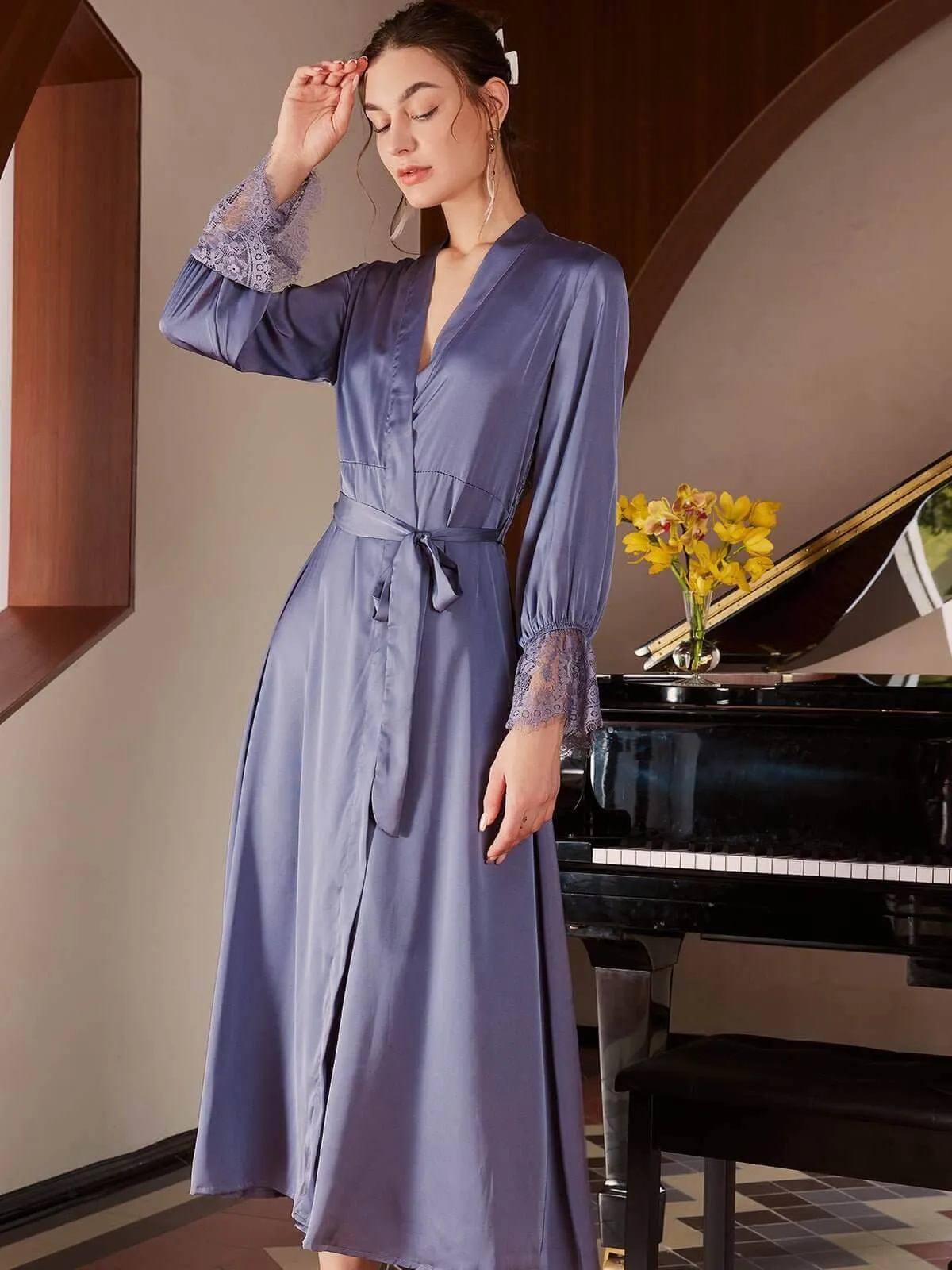 Backless Wrap Dress Robe