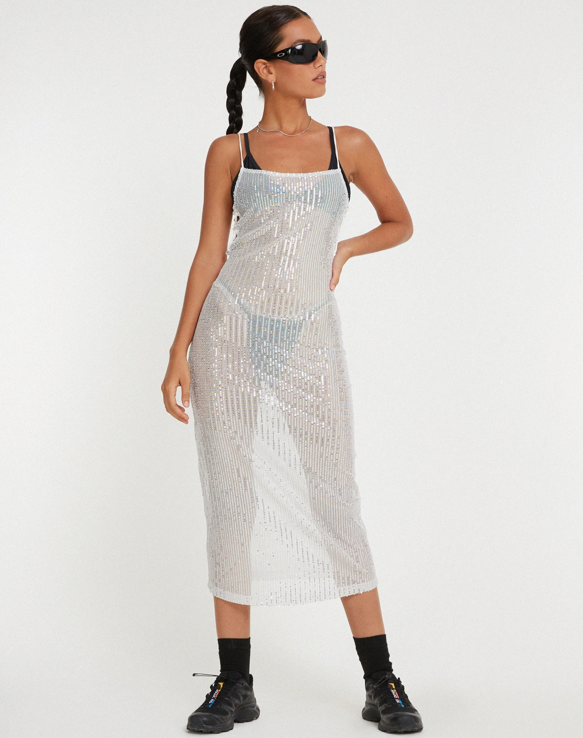 Bidelia Dress in Sequin Silver