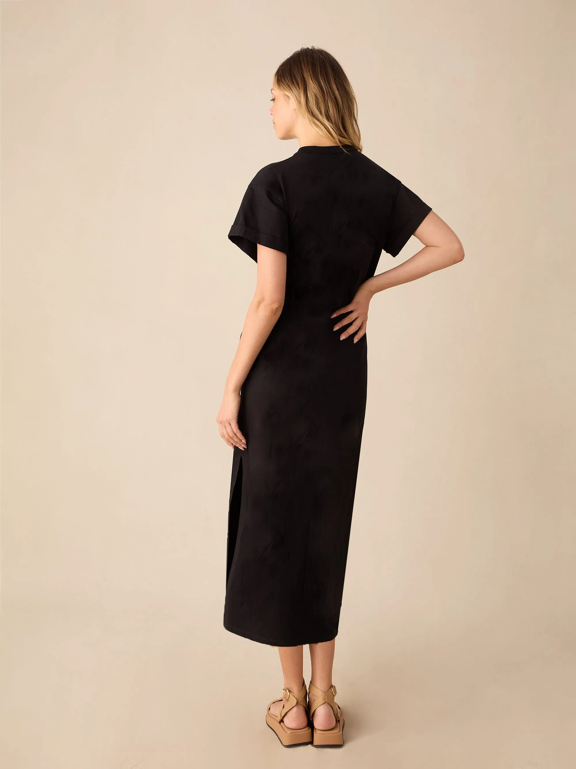 Black Jersey T-Shirt Midi Dress