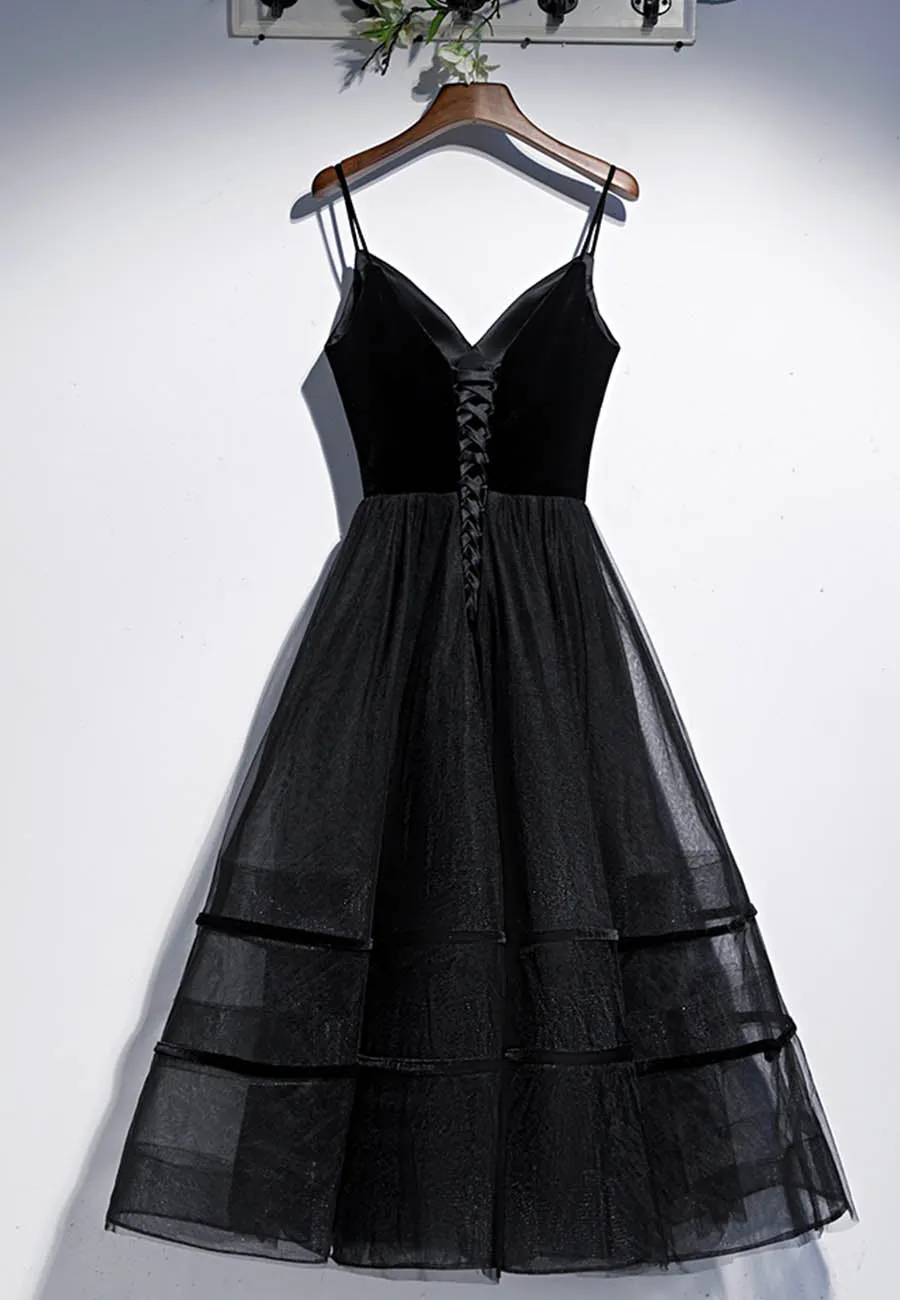 Black Velvet Tulle Short Prom Dresses A-Line Party Dresses