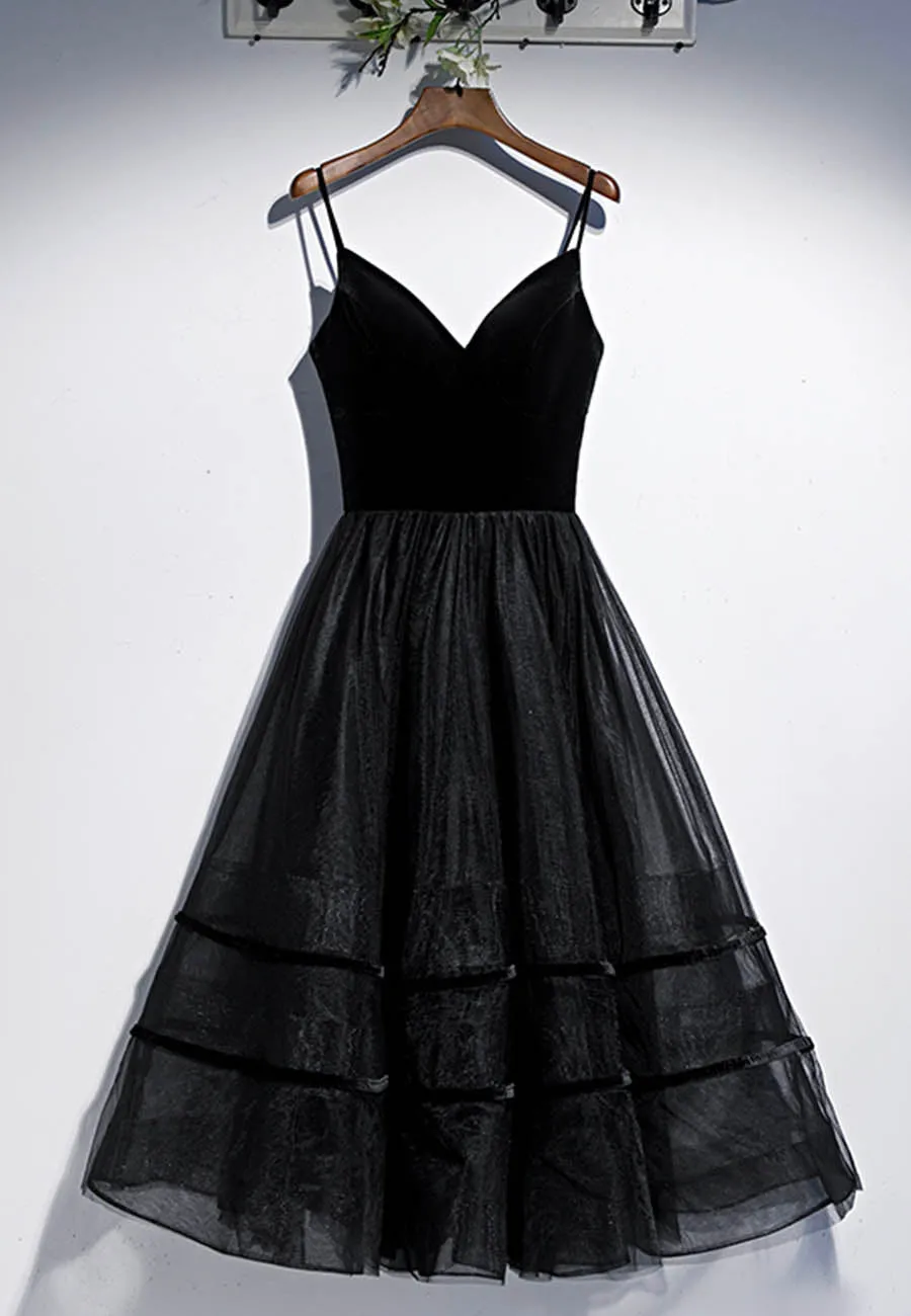 Black Velvet Tulle Short Prom Dresses A-Line Party Dresses