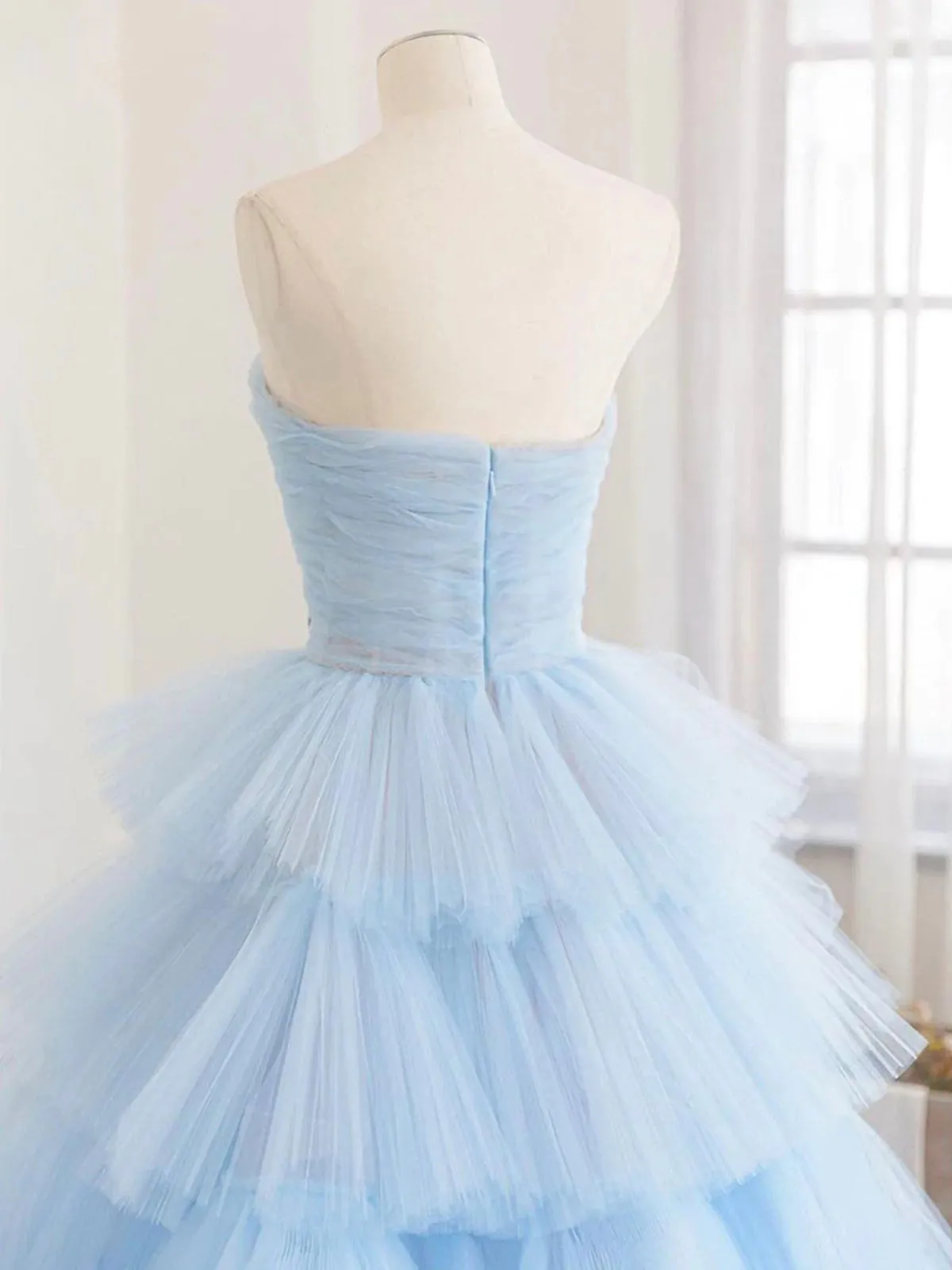 Blue Tulle High Low Prom Dresses Blue Tulle High Low Formal Graduation Dresses