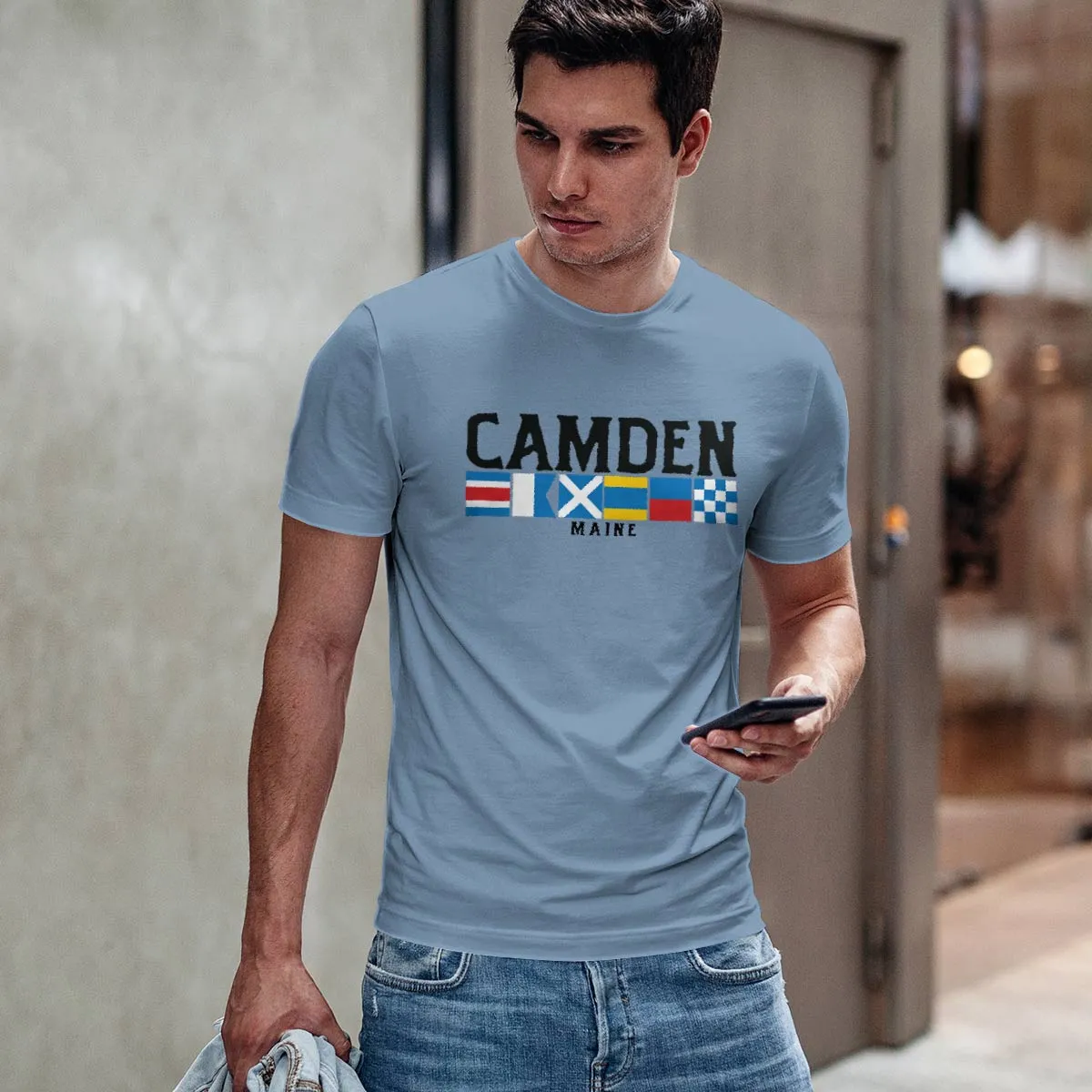 Camden Maine Nautical Flags T-Shirt, Adult Unisex 100% Cotton, S-2X