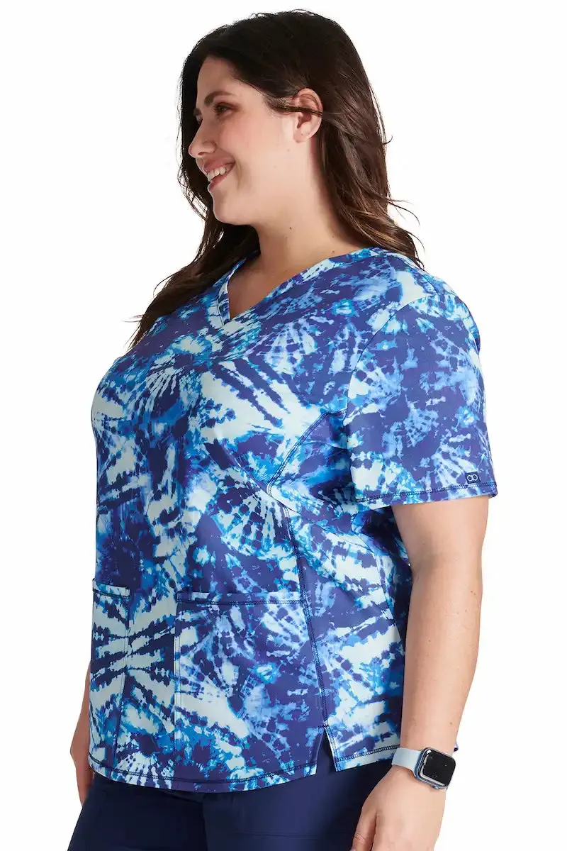 Cherokee Women's V-Neck Print Top | Tie Dye Tranquility