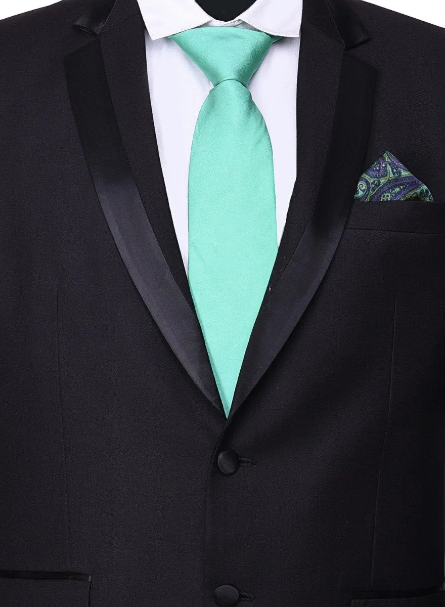 Chokore Dark Sea Green Silk Tie & Indian at Heart design Sea Green and Blue Silk Pocket Square set