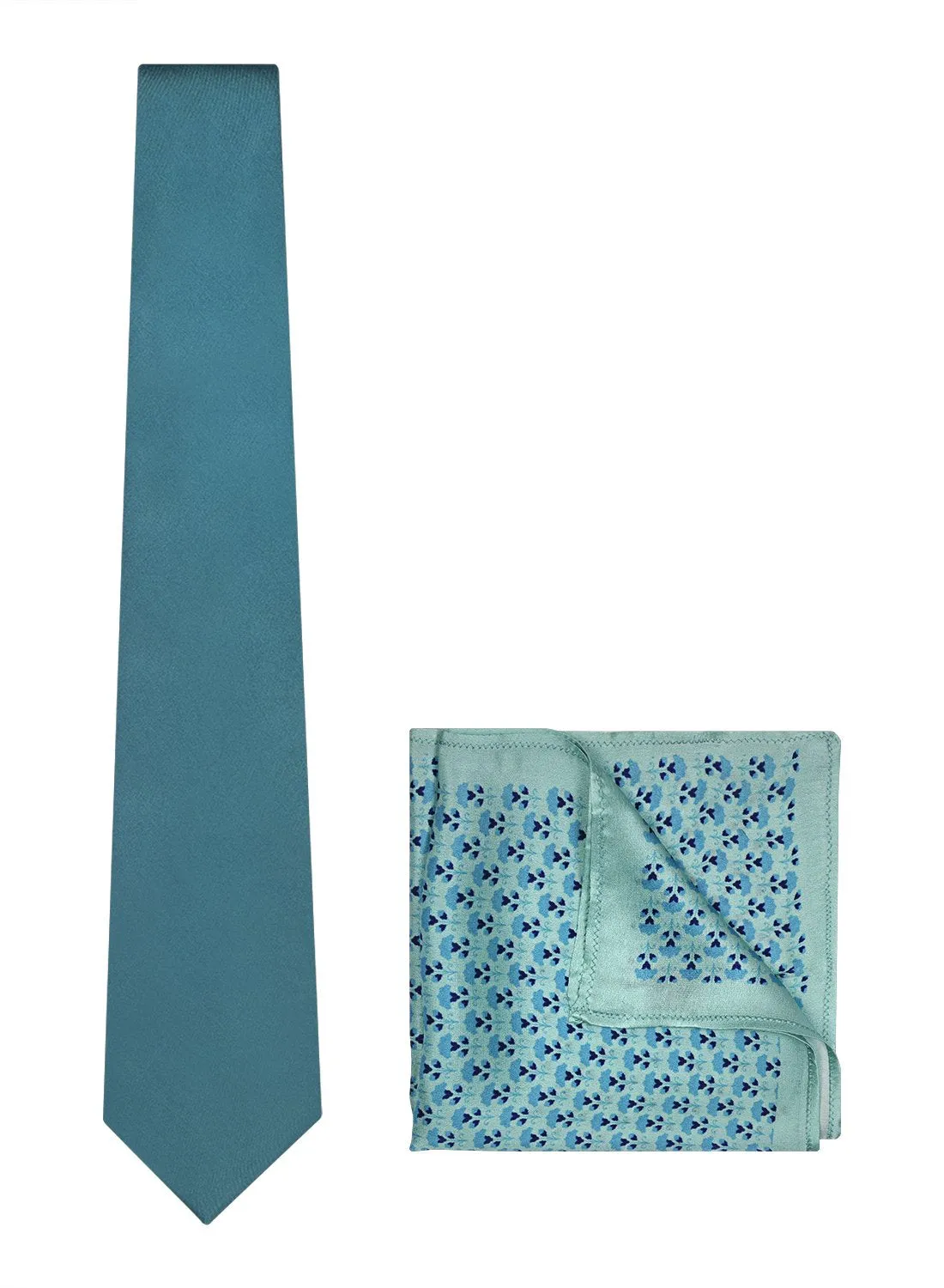 Chokore Light Blue color Plain Silk Tie & Light blue pure silk pocket square set