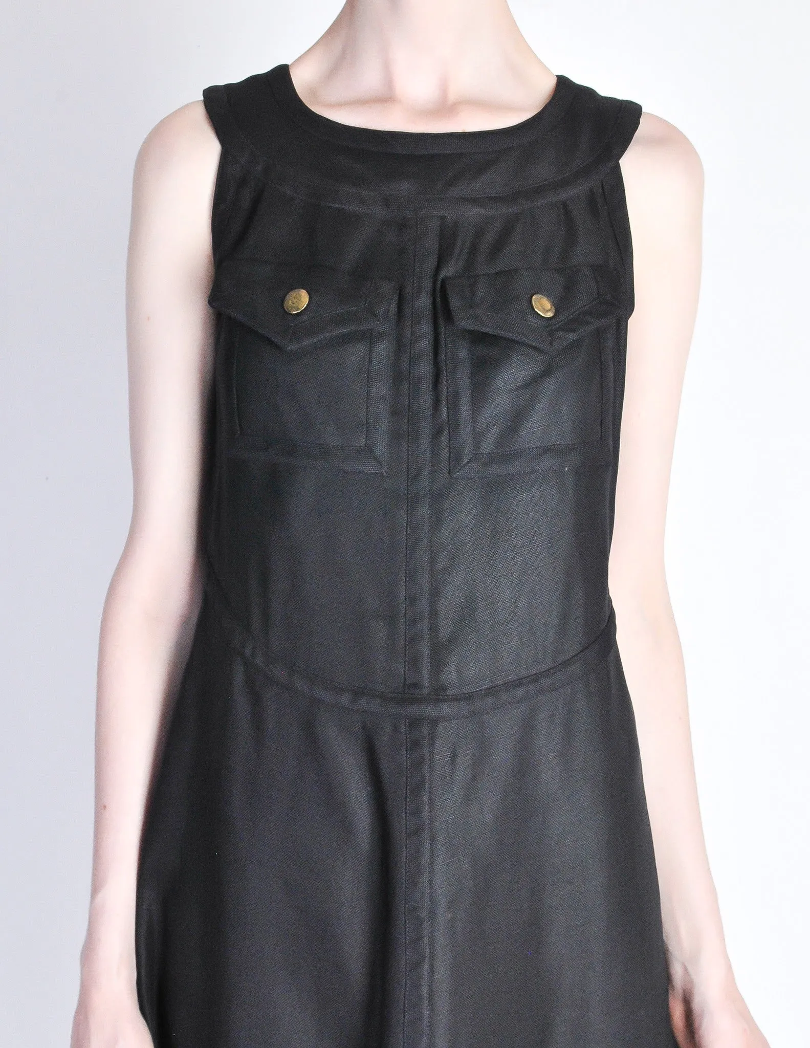 Courregès Vintage Iconic Black Linen Mini Dress