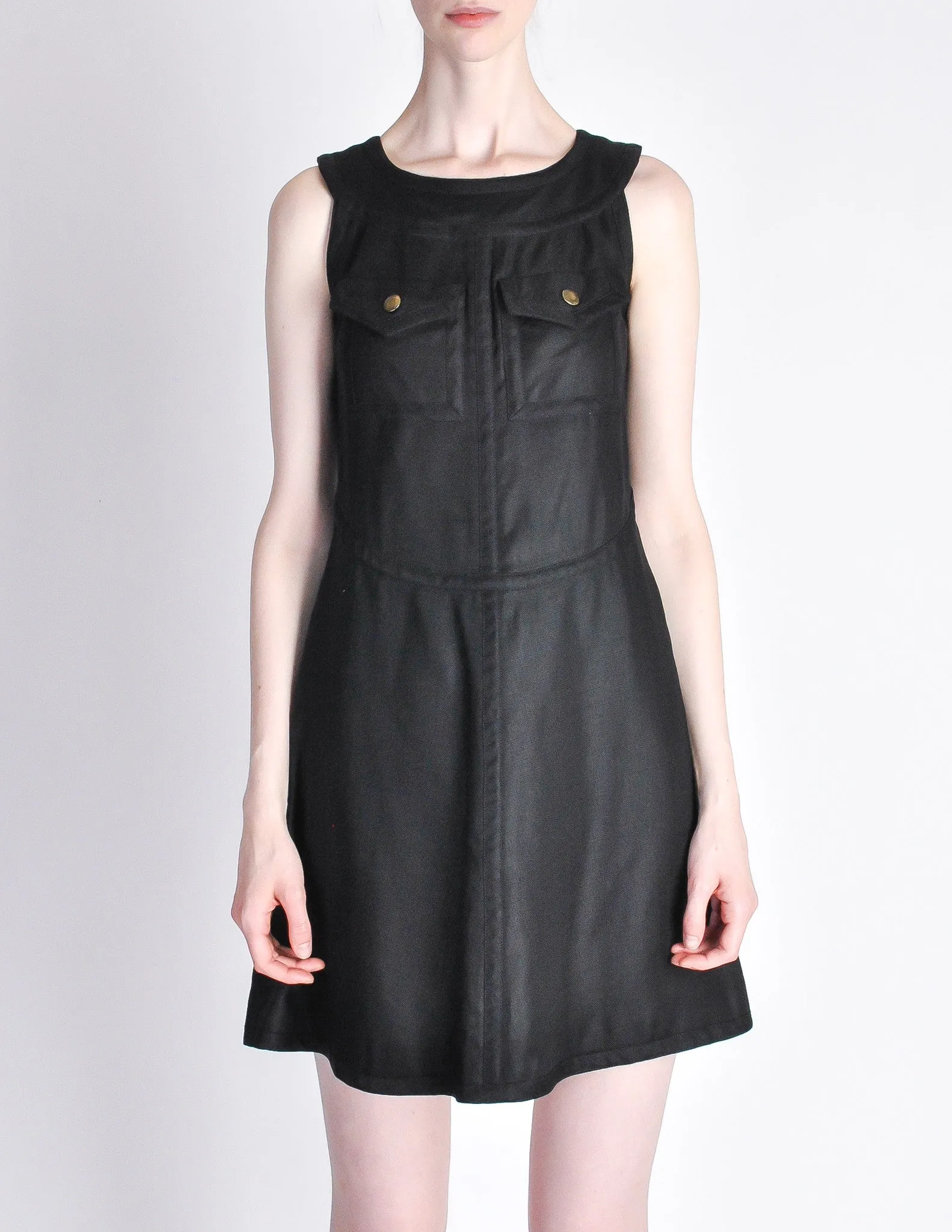 Courregès Vintage Iconic Black Linen Mini Dress