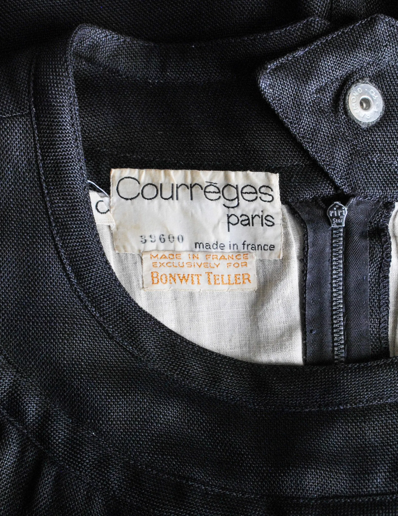 Courregès Vintage Iconic Black Linen Mini Dress