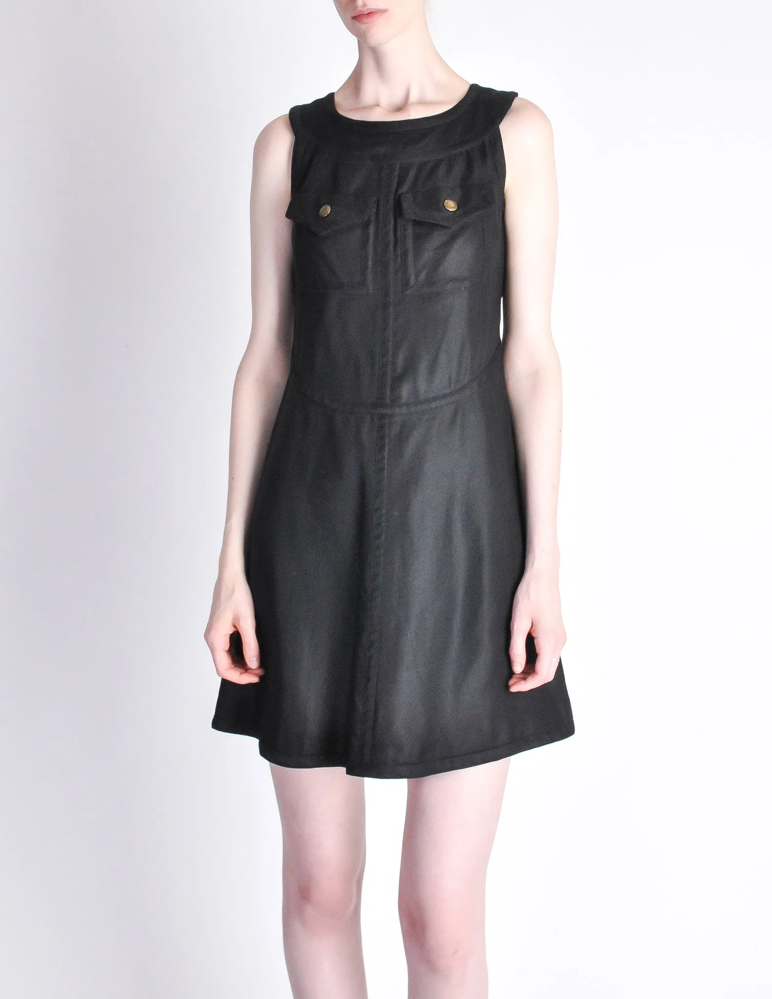 Courregès Vintage Iconic Black Linen Mini Dress