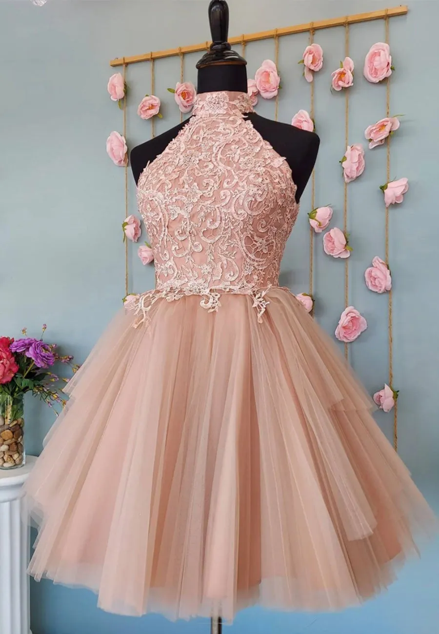 Cute Lace Short Prom Dresses A-Line Evening Party Dresses