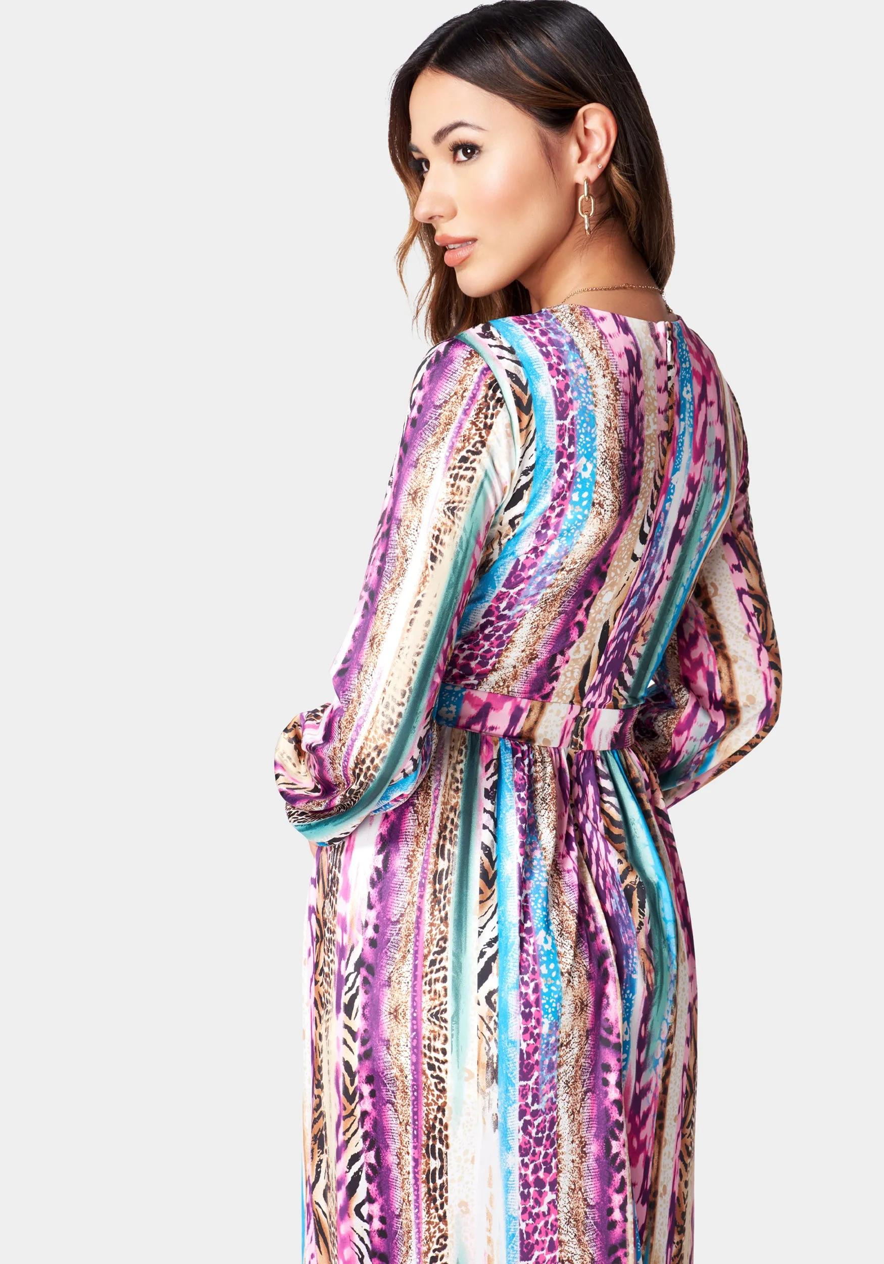 Deep V Printed Maxi Dress