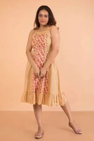 Double Printed Honey Noodle Strap Dress