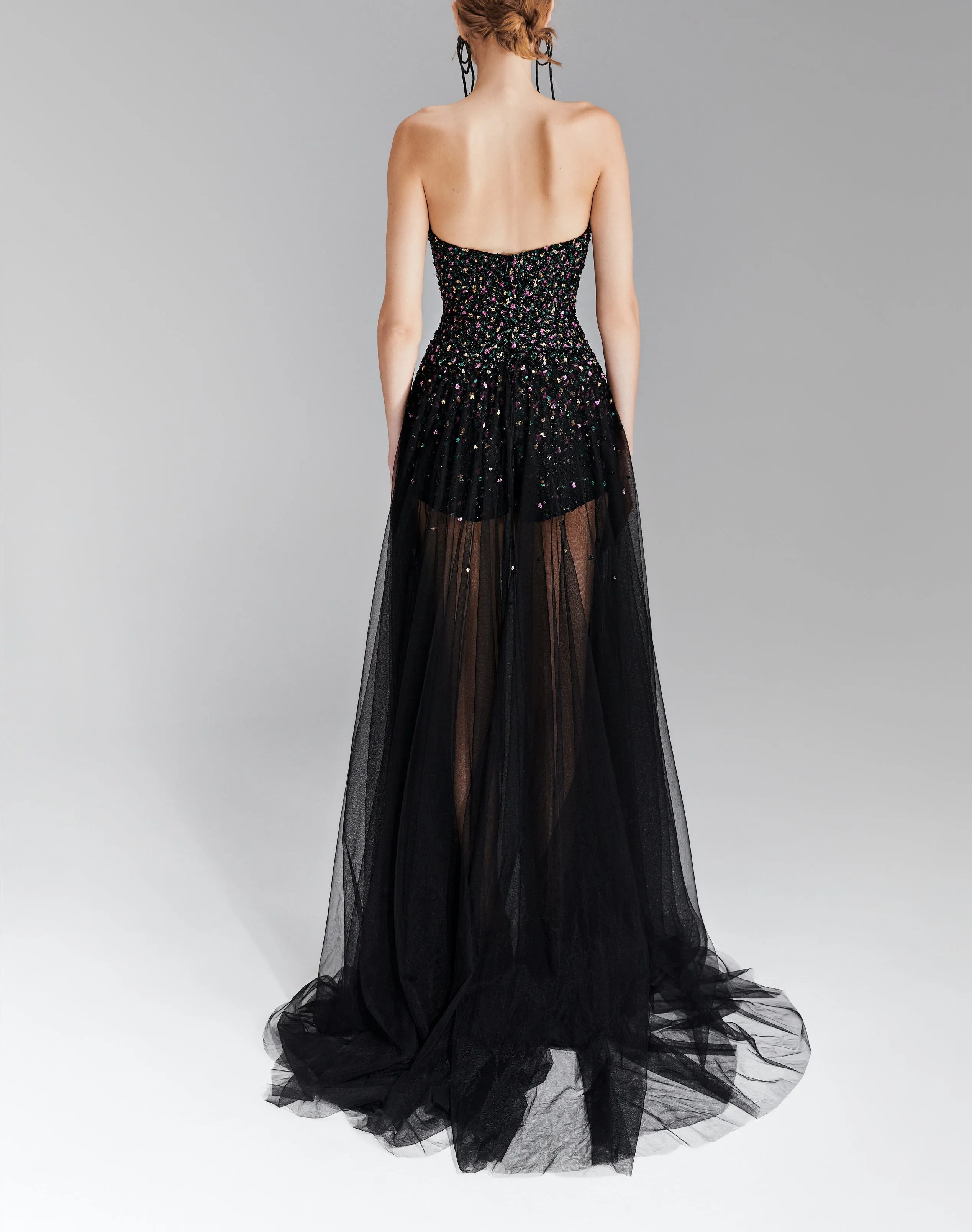 Dramatic Sheer Black Tulle Dress