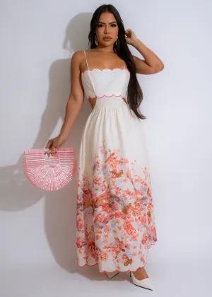 Enchanted Blossom Maxi Dress Nude