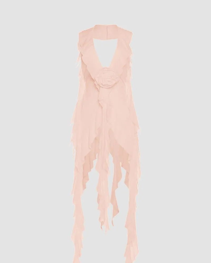 Ethereal Ruffle Tie Cover Up