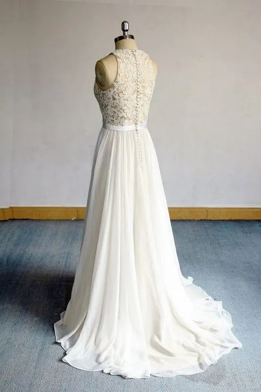 Eye-catching Lace Chiffon A-line Wedding Dress