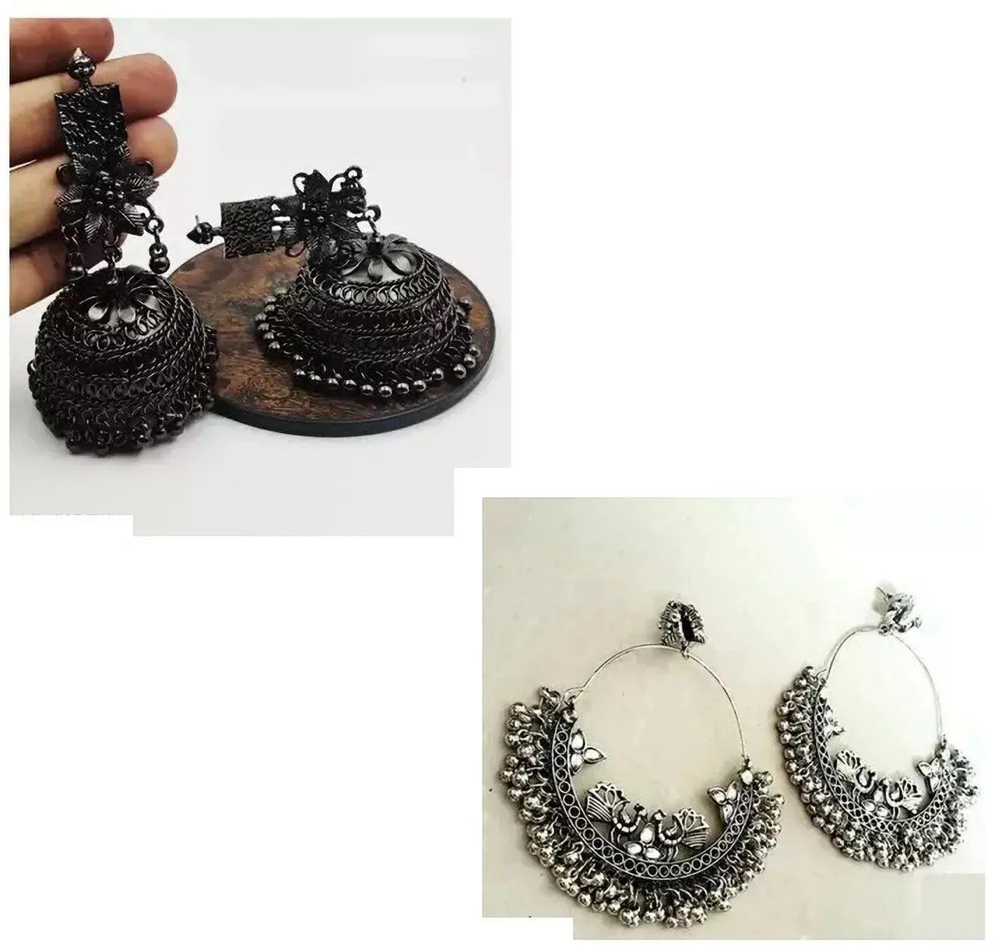 Fashionable Party Wear Trendy Oxidised Earring Alloy Drops & Danglers