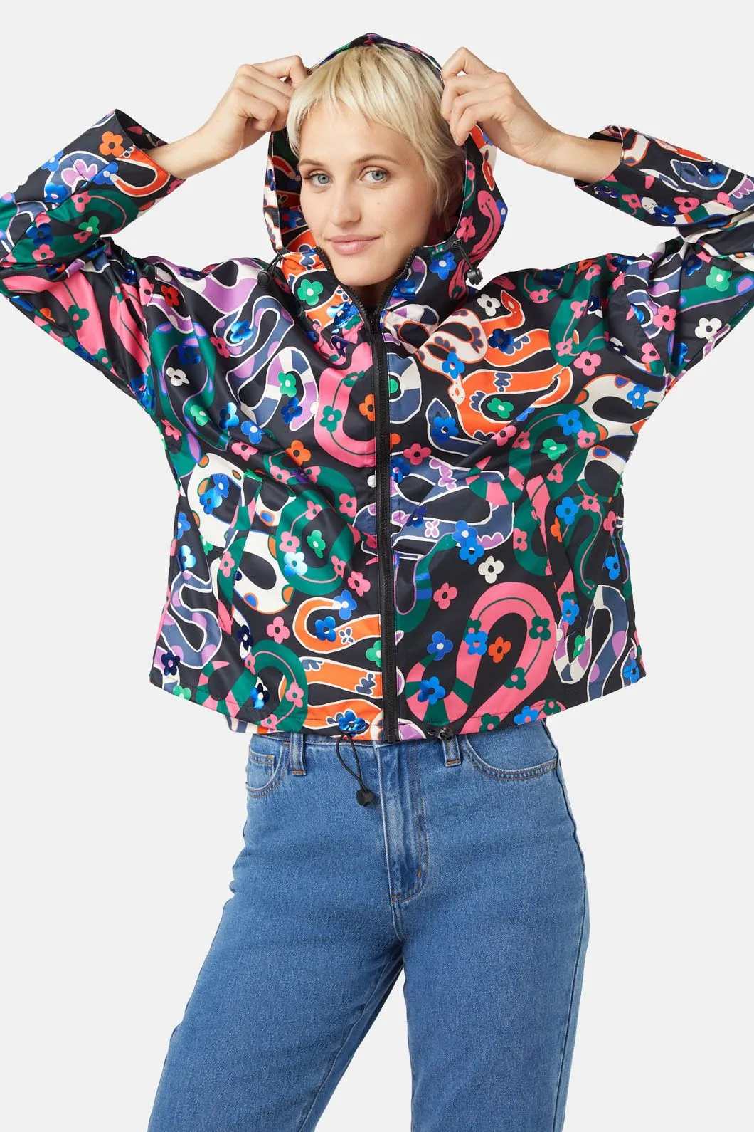 Flower Snake Crop Raincoat