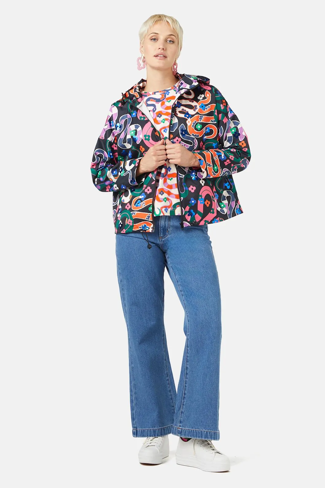 Flower Snake Crop Raincoat