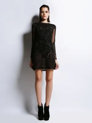 Full Sleeve Embroidered Short Dress Bianca