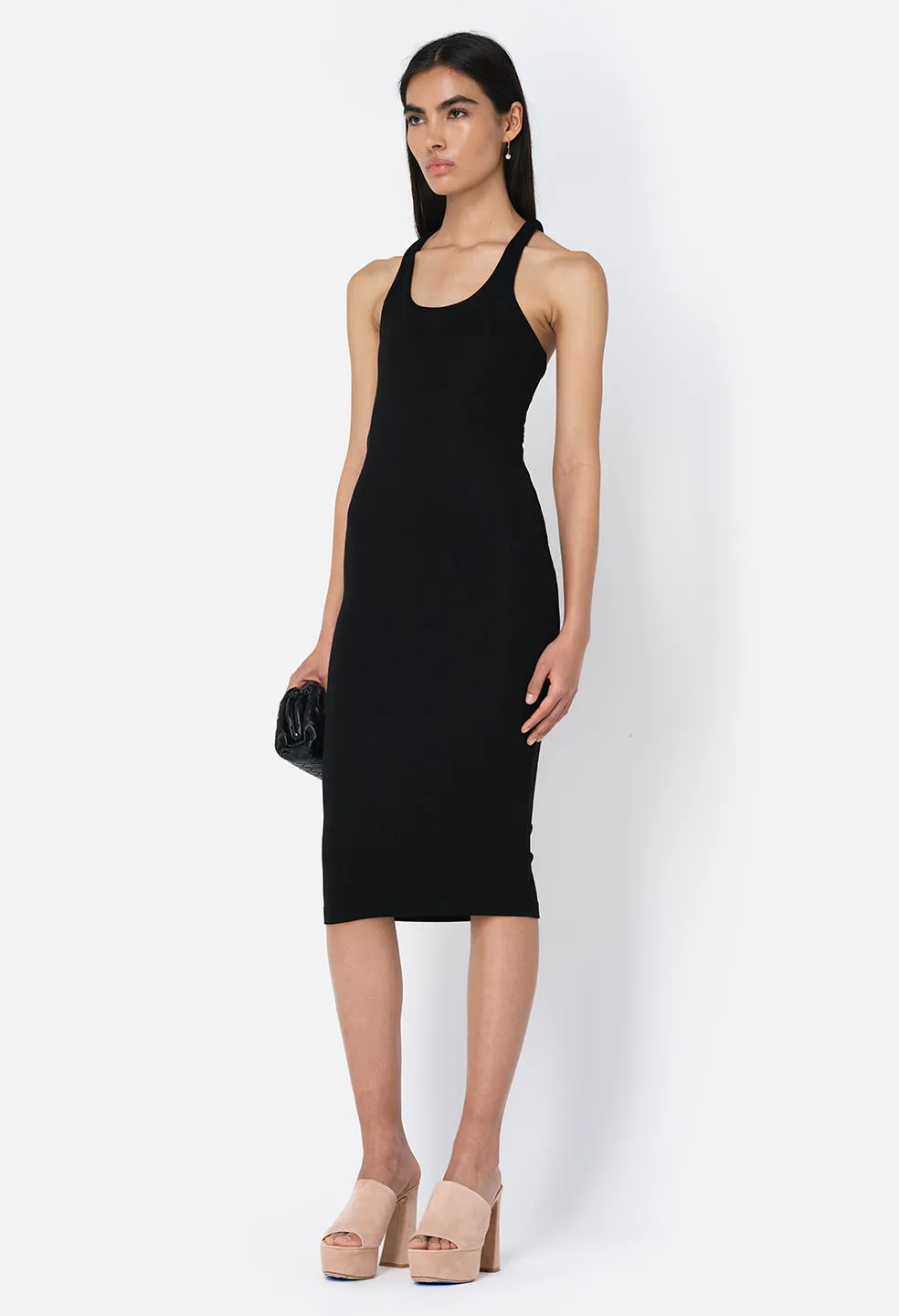 Gemini Rib Bandeau Dress / Black