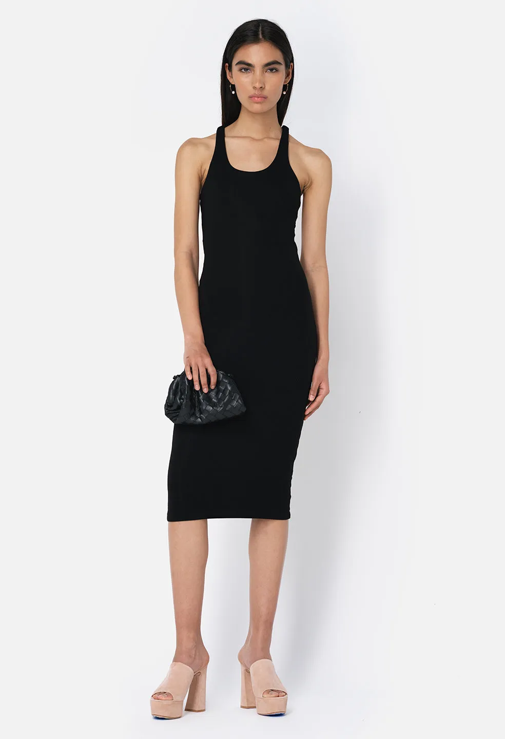 Gemini Rib Bandeau Dress / Black