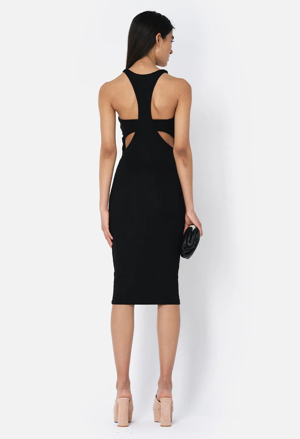 Gemini Rib Bandeau Dress / Black