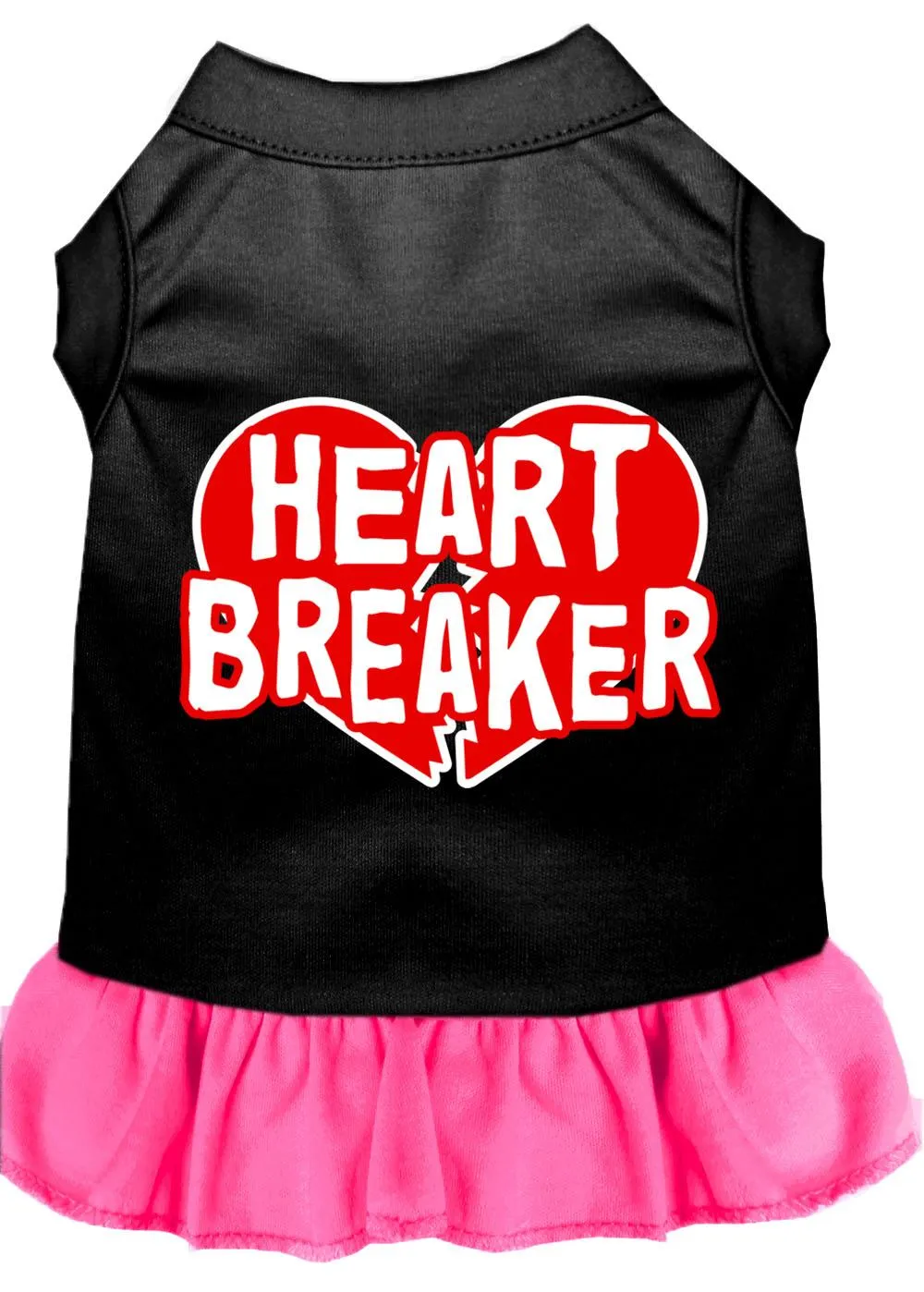 Heart Breaker Screen Print Dress Black With Bright Pink Lg (14)