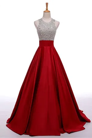 High Low Beaded Red Beautiful Simple Modest Prom Dresses