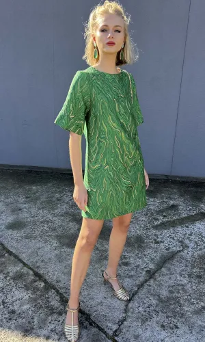 hoss Silk Brocade Phillipa Dress - Green/Gold