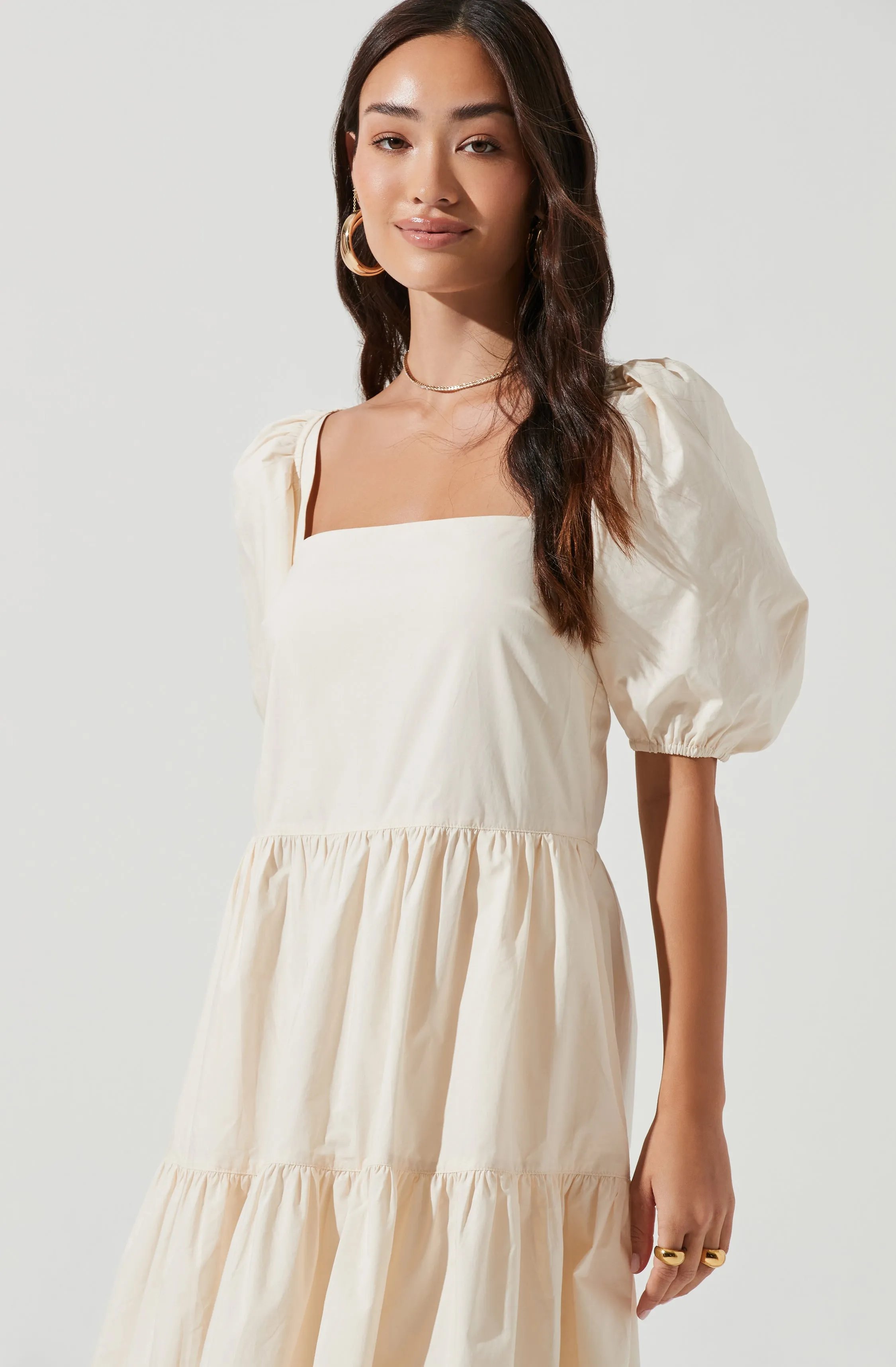 Ilana Puff Sleeve Tiered Midi Dress