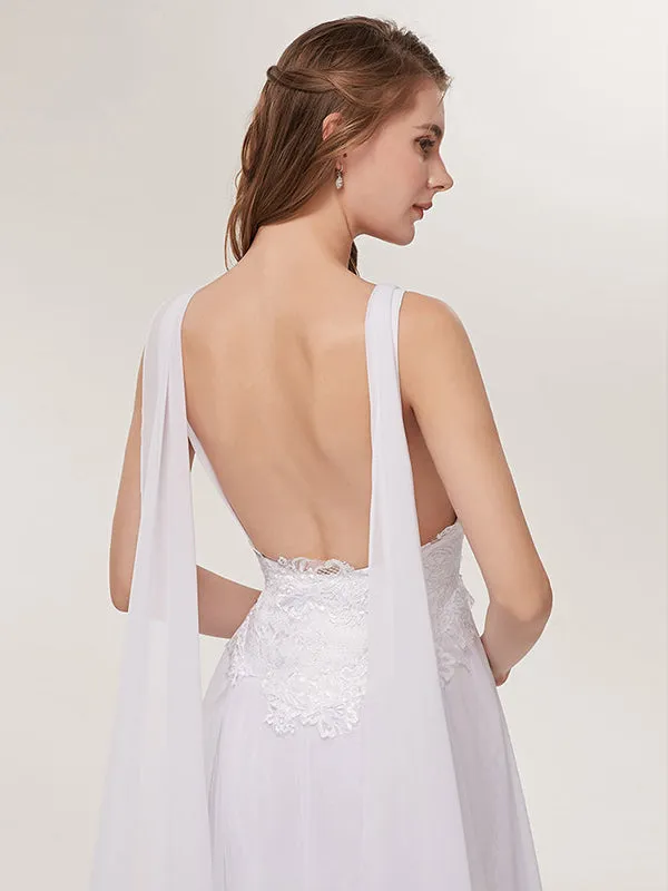 Illusion Backless Spaghetti straps Wedding Dresses