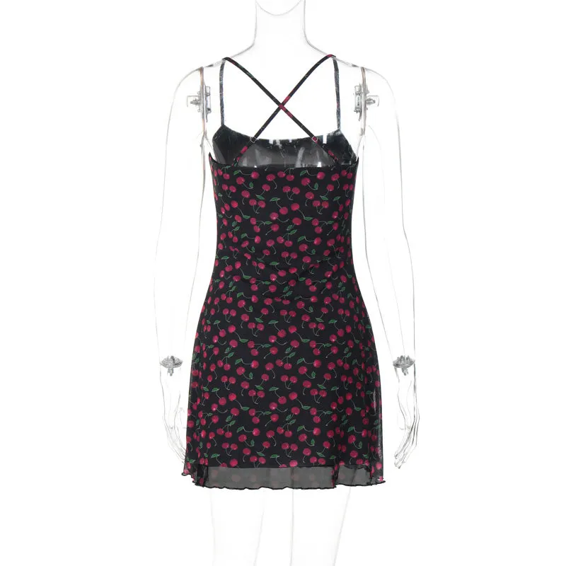 Kirby Cherry Print Mini Dress