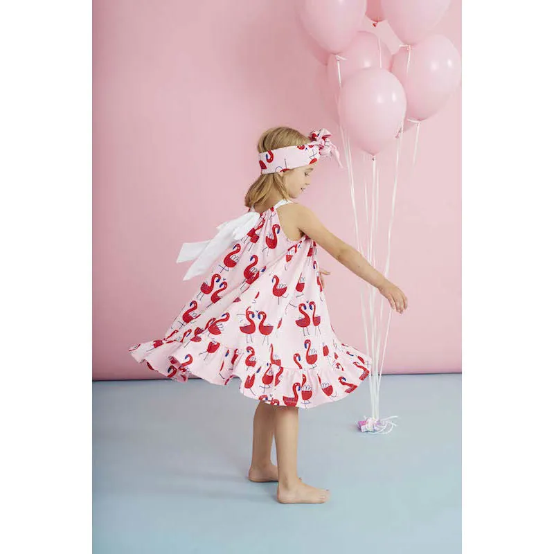 Kukukid Bow Dress Pink Flamigs