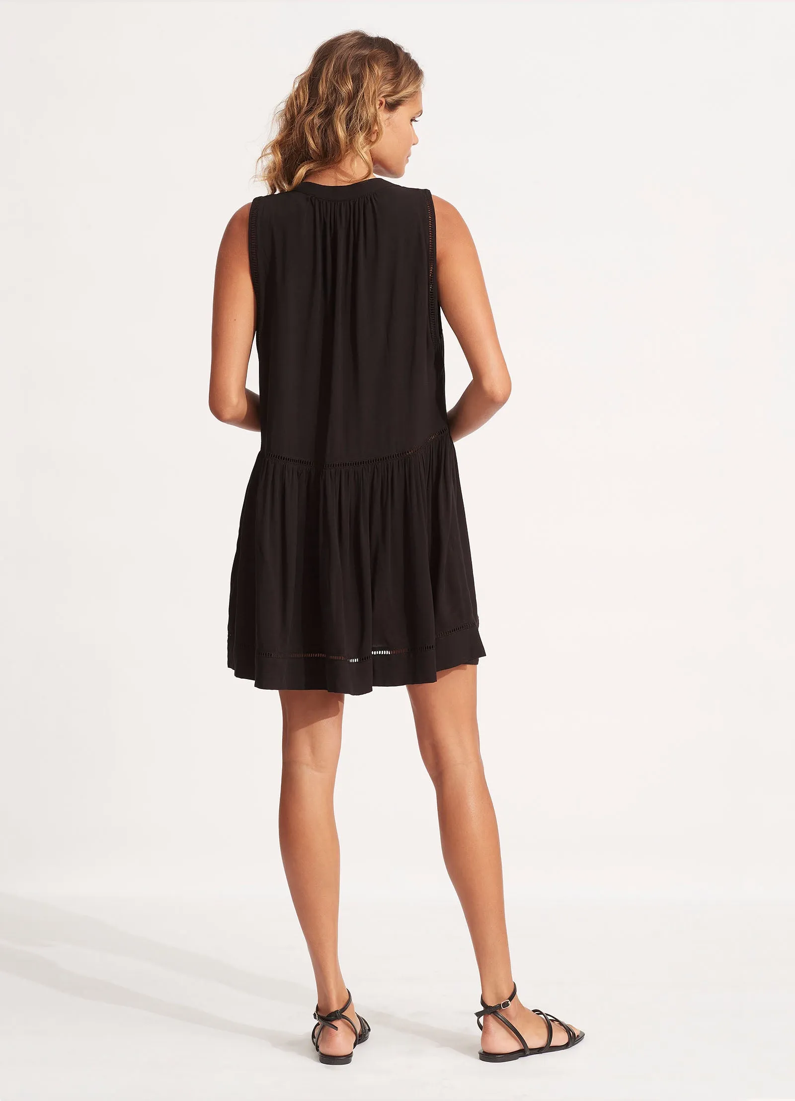 Ladder Detail Dress - Black