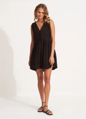 Ladder Detail Dress - Black