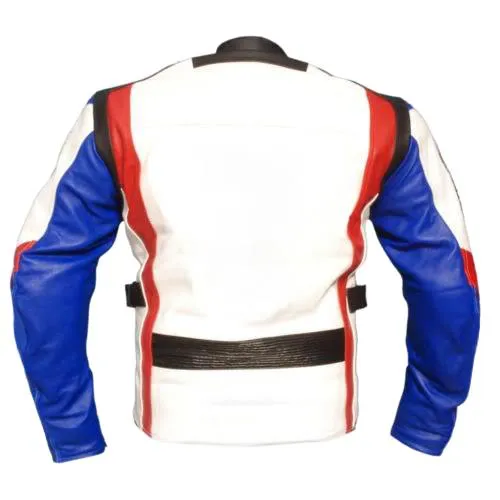 Leather Skin Men White Biker Motorcycle Genuine Leather Jacket