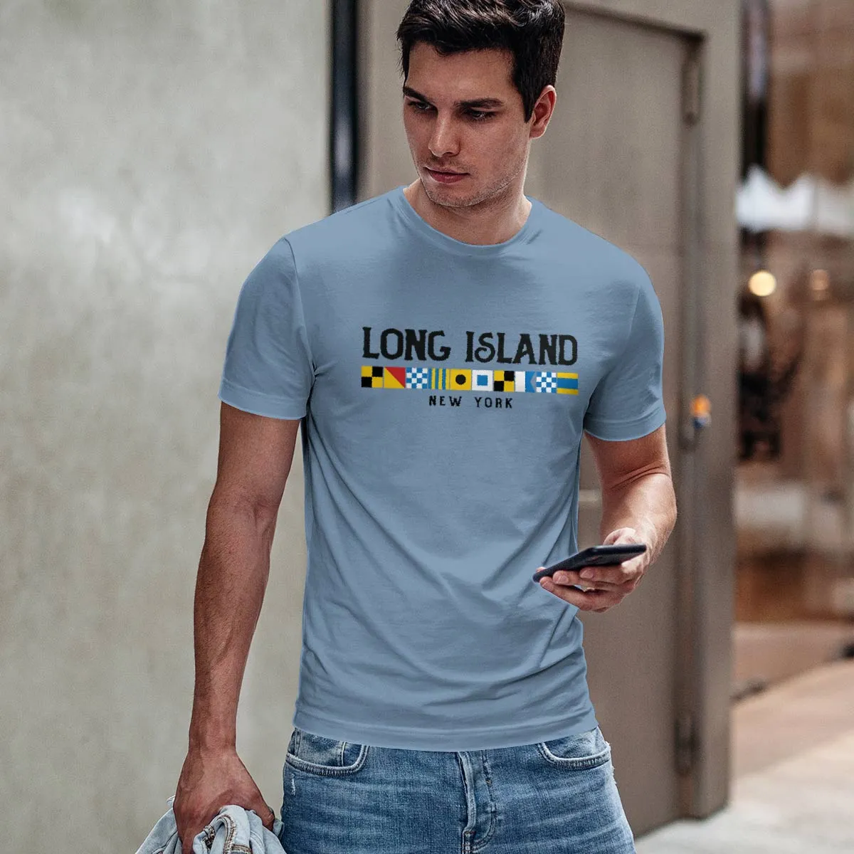 Long Island New York Nautical Flags T-Shirt, Adult Unisex 100% Cotton, S-2X