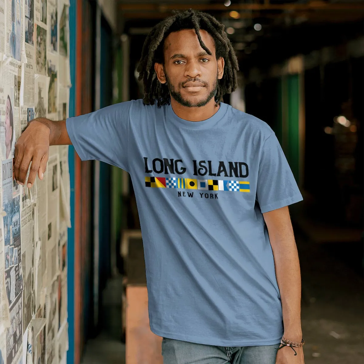 Long Island New York Nautical Flags T-Shirt, Adult Unisex 100% Cotton, S-2X